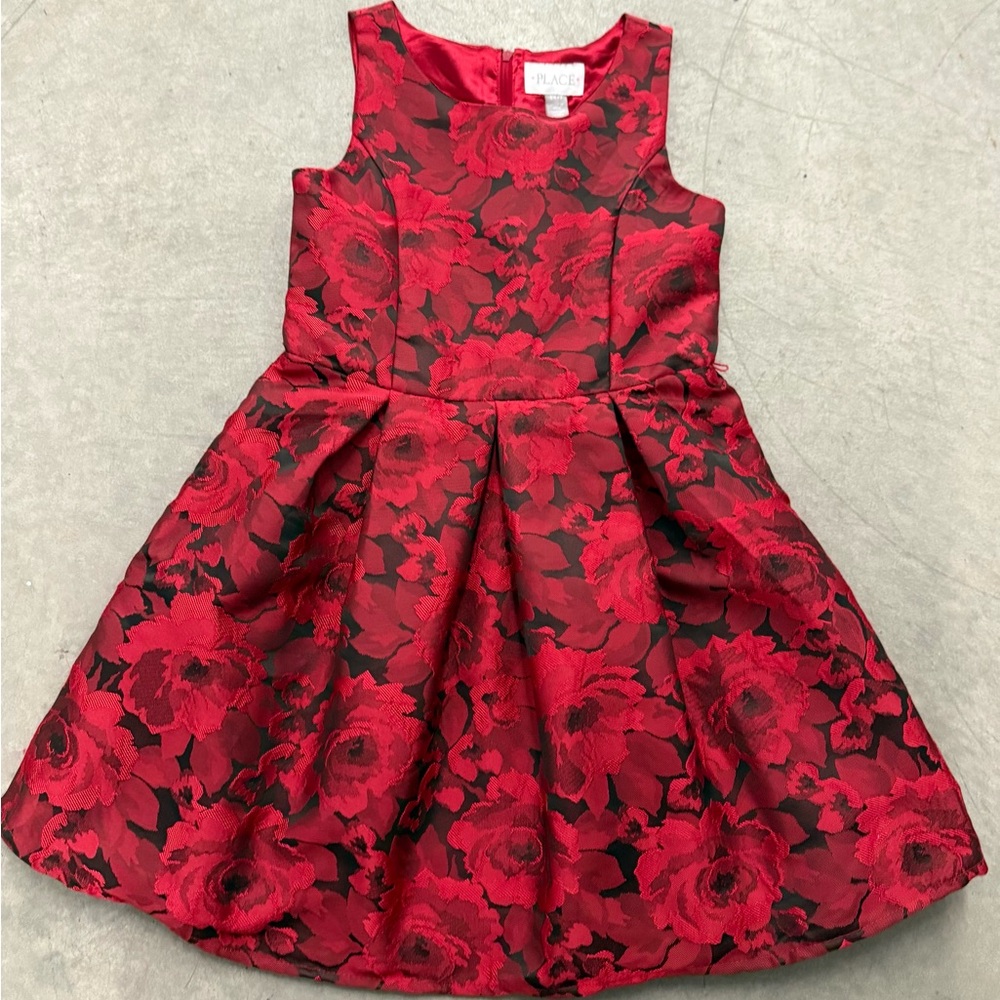 The Children’s Place Black & Red Rose Formal Childs Dress Size 6X / 7
